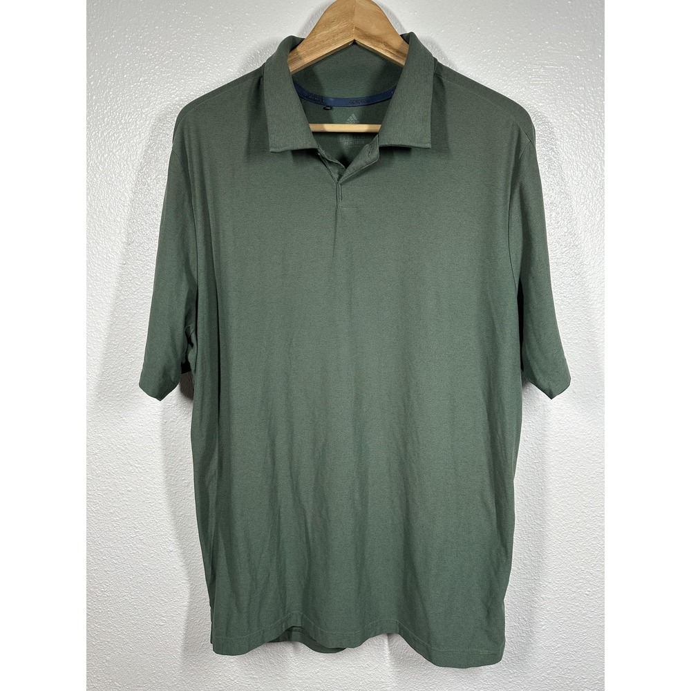 Adidas Polo Shirt Mens Medium Green Climalite Performance Golf Athletic Wicking‎